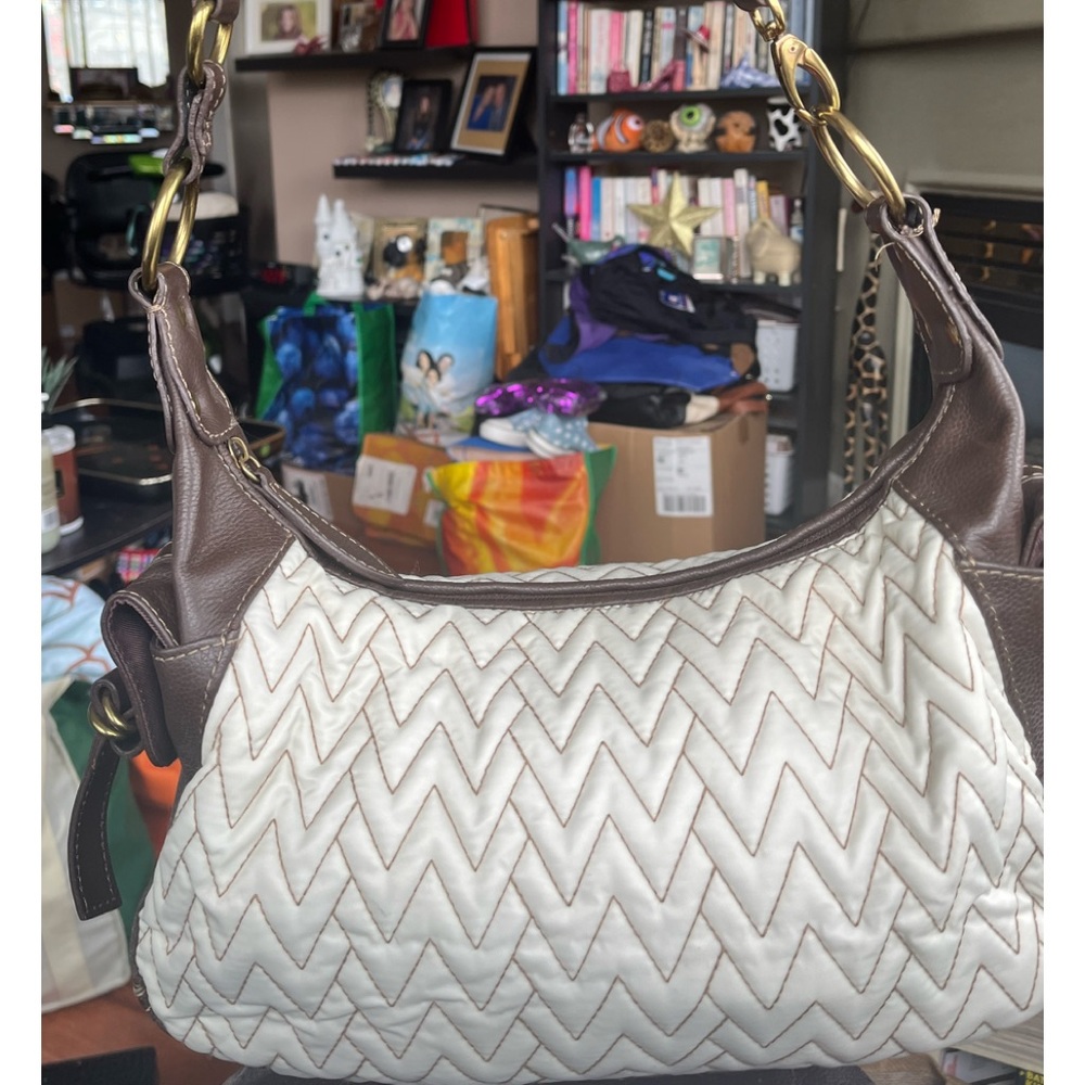 Vintage Wilson Leather & Nylon Quilted With Leather Trim Shoulder Bag. 8”x12”